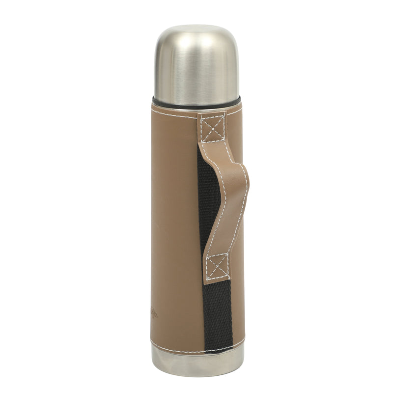Mr. Coffee Leatherette 23oz Stainless Steel Double Wall Thermal Bottle w/ Lid & PU Handle - Black - Open Stock