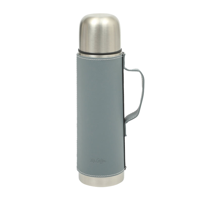 Mr. Coffee Leatherette 23oz Stainless Steel Double Wall Thermal Bottle w/ Lid & PU Handle - Black - Open Stock