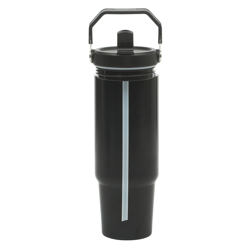 Gibson Home Marina 29 oz Stainless Steel Double Wall Tumbler w/ Handle & Straw - Open Stock w/ Color Sleeve