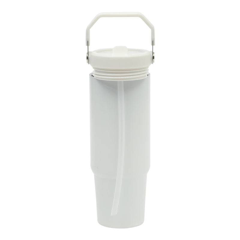 Gibson Home Marina 29 oz Stainless Steel Double Wall Tumbler w/ Handle & Straw - Open Stock w/ Color Sleeve