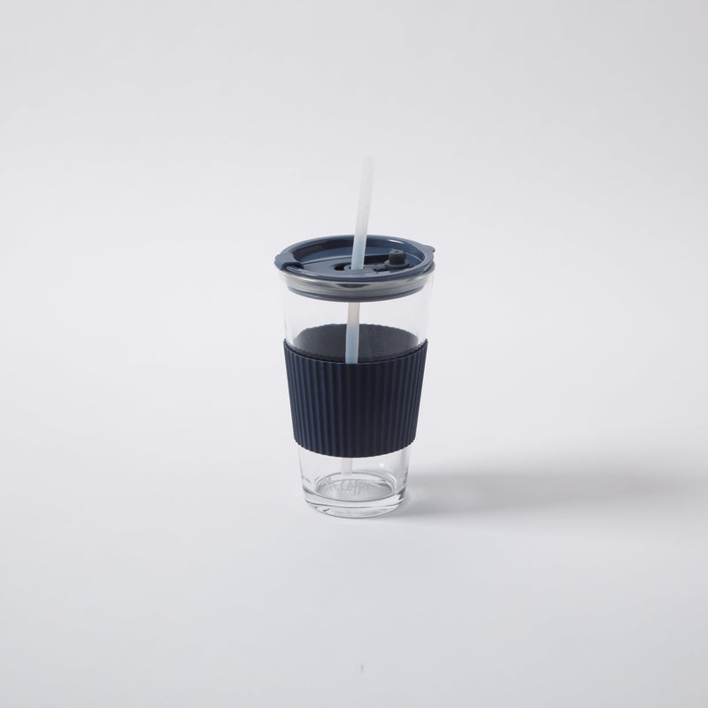 Mr. Coffee Sip Savvy 15 oz Glass Cup w/ Lid, Straw, & Silicone Sleeve - Open Stock w/ Color Sleeve