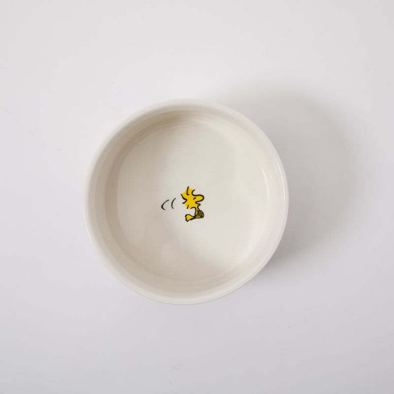 Peanuts Snack Time 6" Pet Bowl - Snoopy and Woodstock - Decorated - Stoneware - Open Stock w/ UPC Label