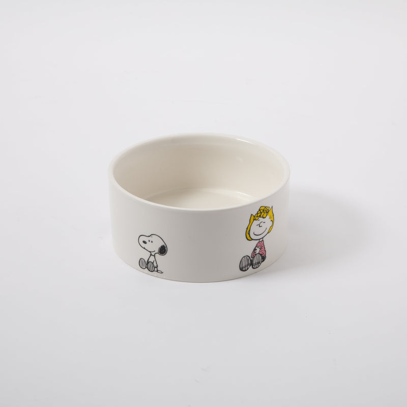Peanuts Snack Time 6" Pet Bowl - Snoopy and Woodstock - Decorated - Stoneware - Open Stock w/ UPC Label