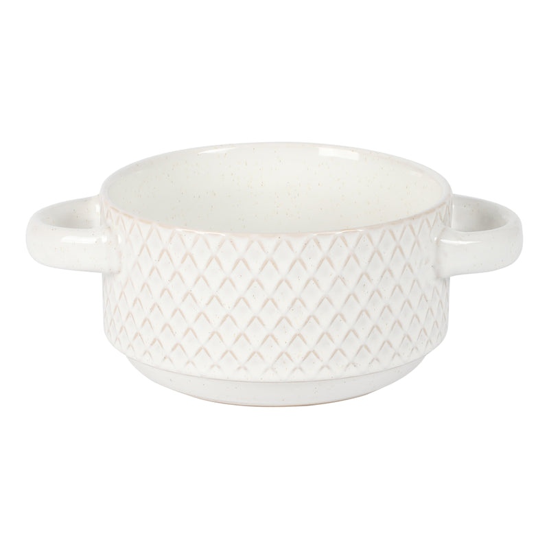 Gibson Elite Earlhart 2 pc 6" Soup Bowl Set - 2 Assorted Designs - Cream - Reactive Glaze - Stoneware - Color Sleeve