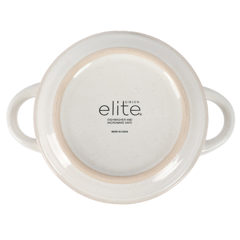 Gibson Elite Earlhart 2 pc 6" Soup Bowl Set - 2 Assorted Designs - Cream - Reactive Glaze - Stoneware - Color Sleeve