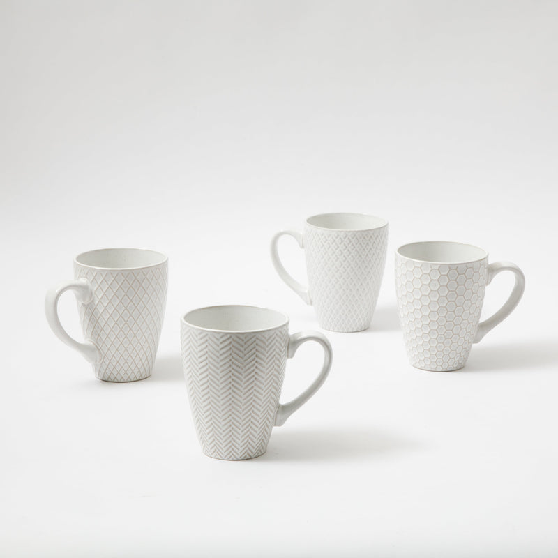 Gibson Elite Earlhart 16 oz Mug - 4 Assorted Designs - Cream - Reactive Glaze - Stoneware - Open Stock