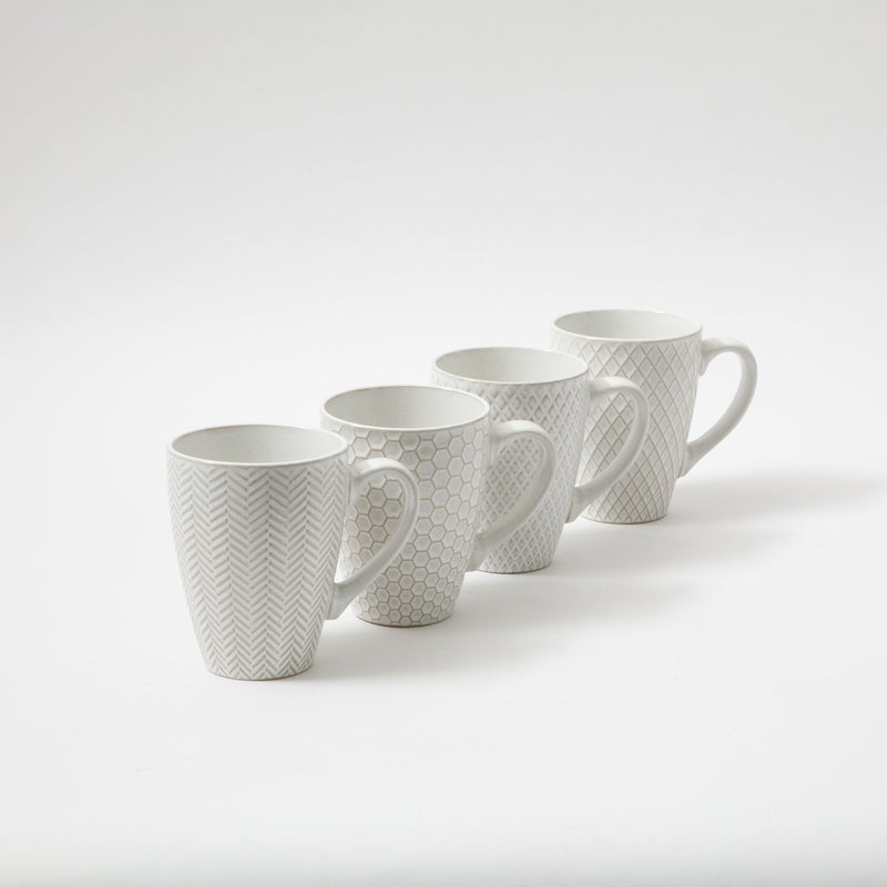 Gibson Elite Earlhart 16 oz Mug - 4 Assorted Designs - Cream - Reactive Glaze - Stoneware - Open Stock