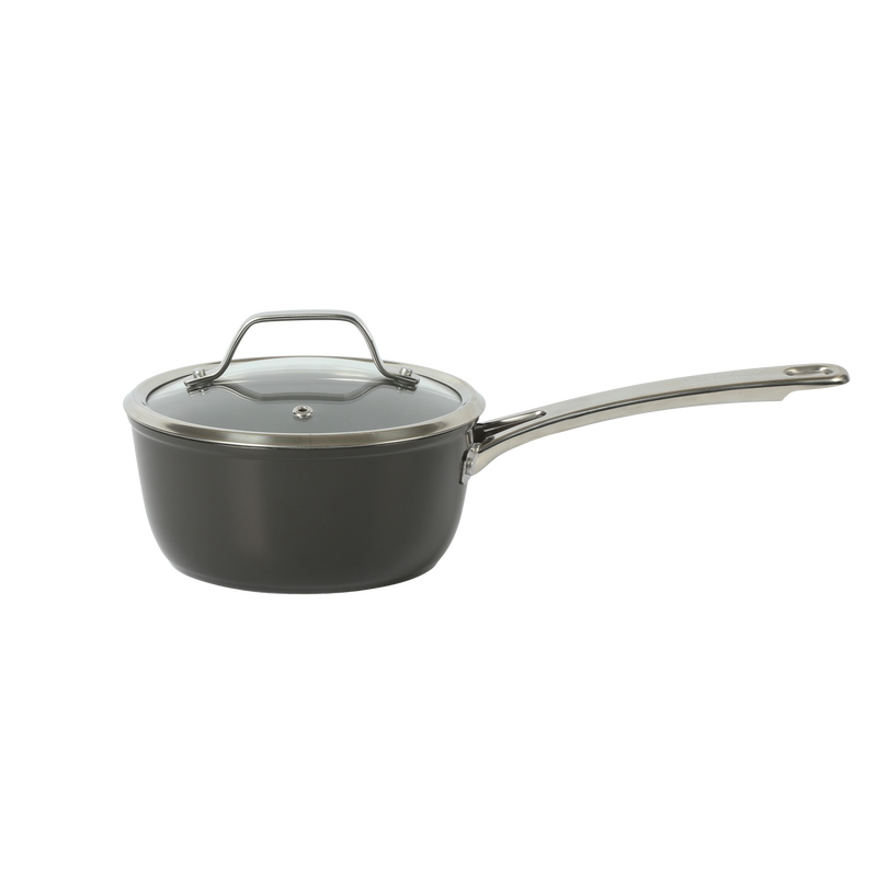 Sur la Table Kitchen Essentials Gourmet Cuisine 10pc Forged Aluminum Cookware Set w/ Glass Lid - Grey Ceramic Titanium Interior - Induction Base - Stainless Steel Hollow Handle - Gift Box w/ Remailer