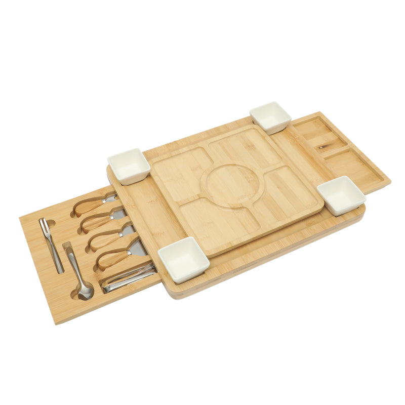 Gibson Home Rustic Insiprations 18pc Bamboo Charcuterie Board Kit w/ Fruit Tray - Gift Box w/ Remailer