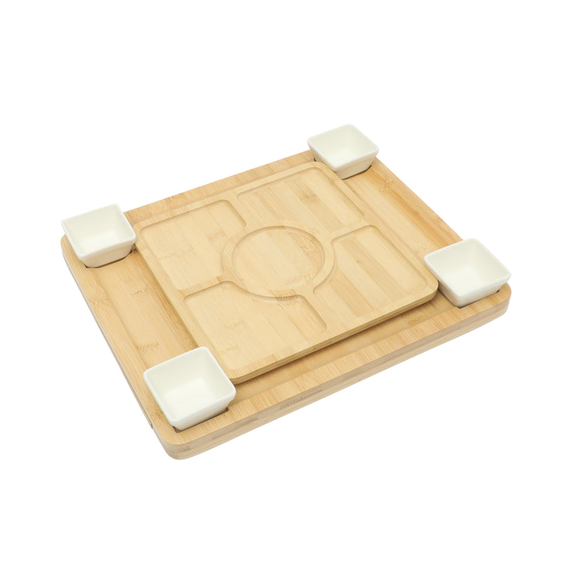 Gibson Home Rustic Insiprations 18pc Bamboo Charcuterie Board Kit w/ Fruit Tray - Gift Box w/ Remailer