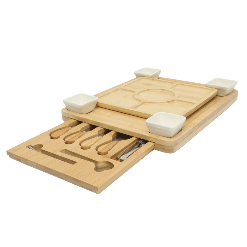 Gibson Home Rustic Insiprations 18pc Bamboo Charcuterie Board Kit w/ Fruit Tray - Gift Box w/ Remailer