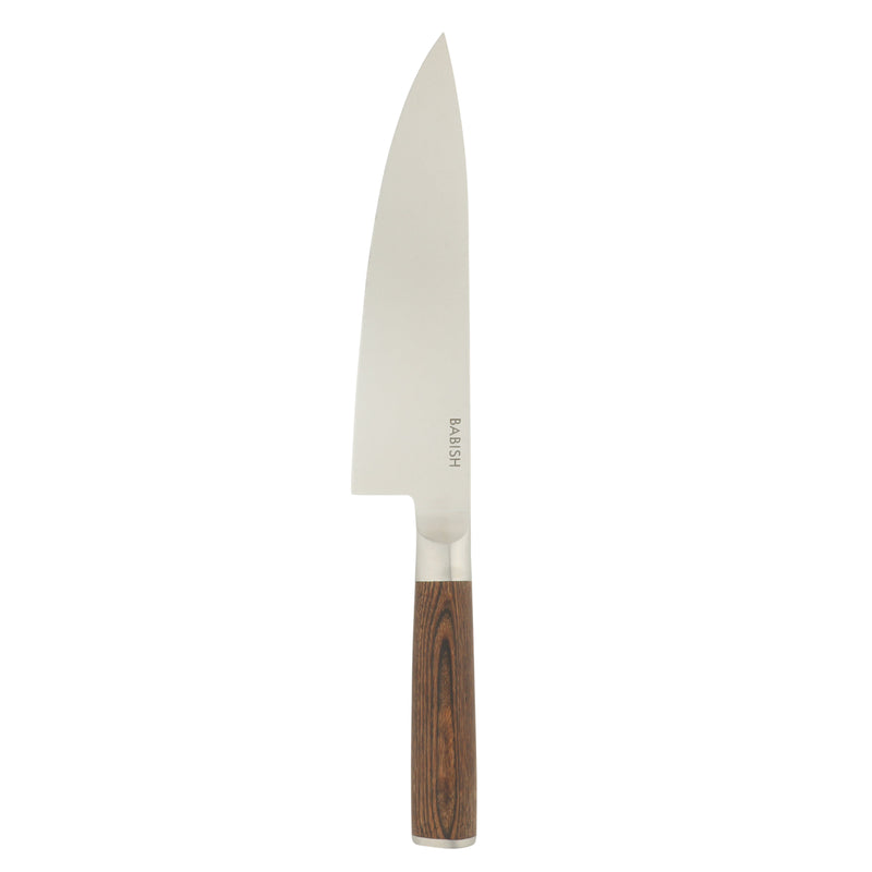 Babish 8" German Steel Chef Knife w/ Paka Wood Handle - Gift Box w/ Remailer