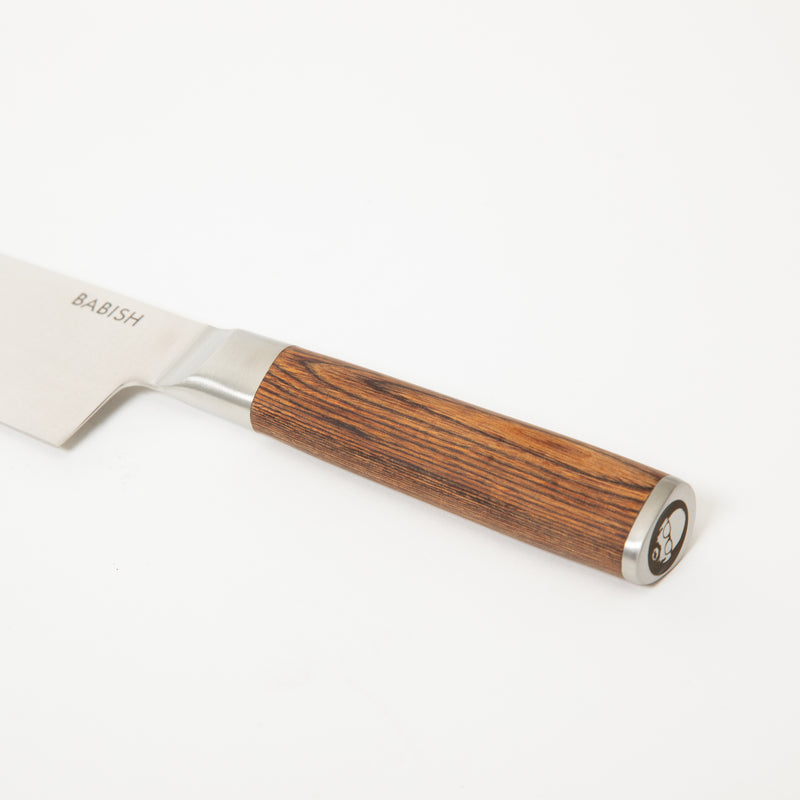 Babish 8" German Steel Chef Knife w/ Paka Wood Handle - Gift Box w/ Remailer