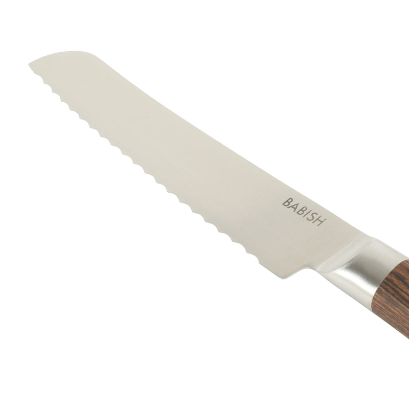 Babish 8" German Steel Bread Knife w/ Paka Wood Handle - Gift Box w/ Remailer