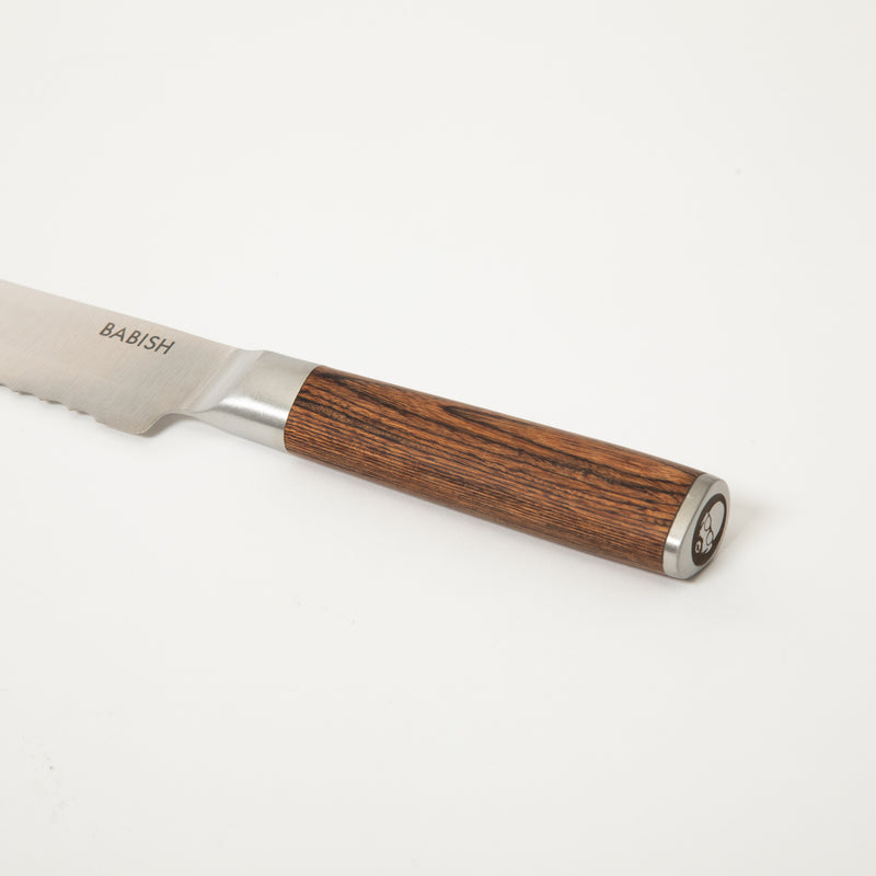 Babish 8" German Steel Bread Knife w/ Paka Wood Handle - Gift Box w/ Remailer