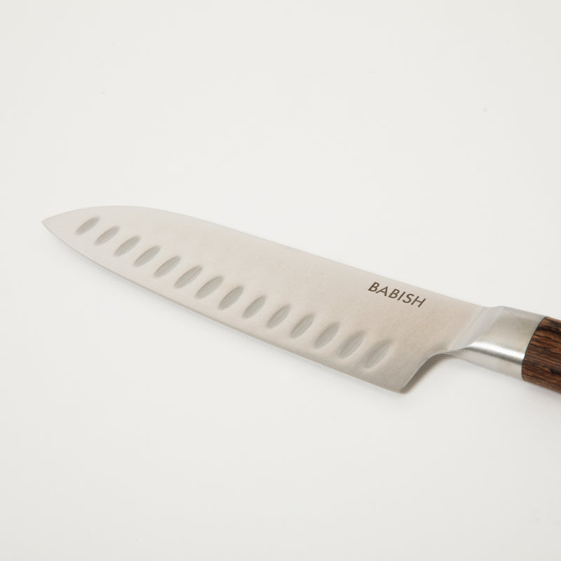 Babish 6.5" German Steel Santoku Knife w/ Paka Wood Handle - Gift Box w/ Remailer