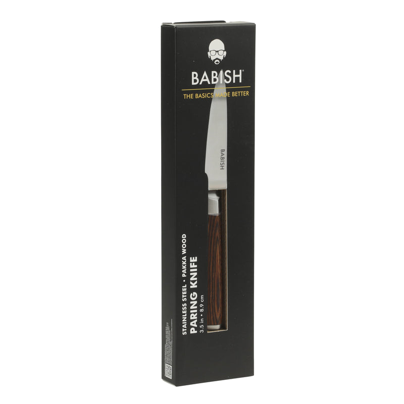 Babish 3.5" German Steel Paring Knife w/ Paka Wood Handle - Gift Box w/ Remailer
