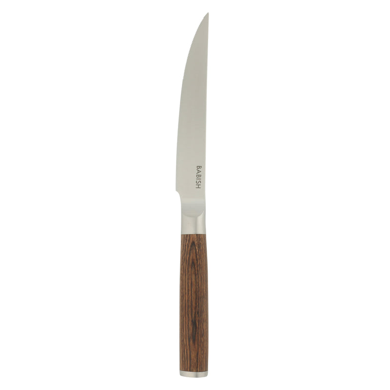 Babish 4 pc 4.9" German Steel Steak Knives w/ Paka Wood Handle - Gift Box w/ Remailer