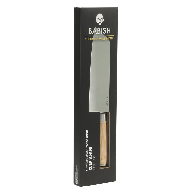 Babish 7.5" German Steel Clef Knife w/ Paka Wood Handle - Gift Box w/ Remailer