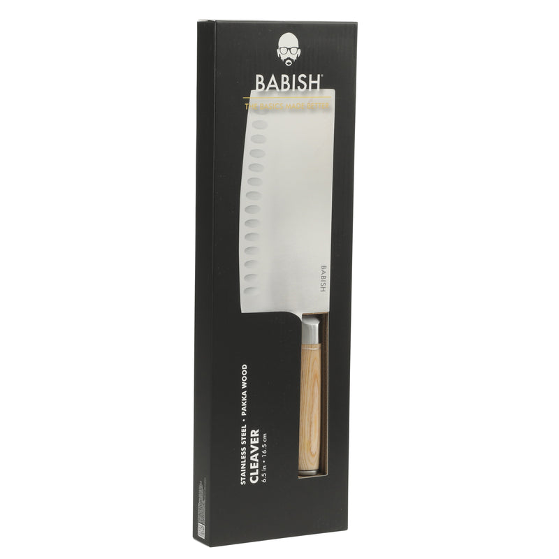 Babish 6.5" German Steel Cleaver w/ Paka Wood Handle - Gift Box w/ Remailer