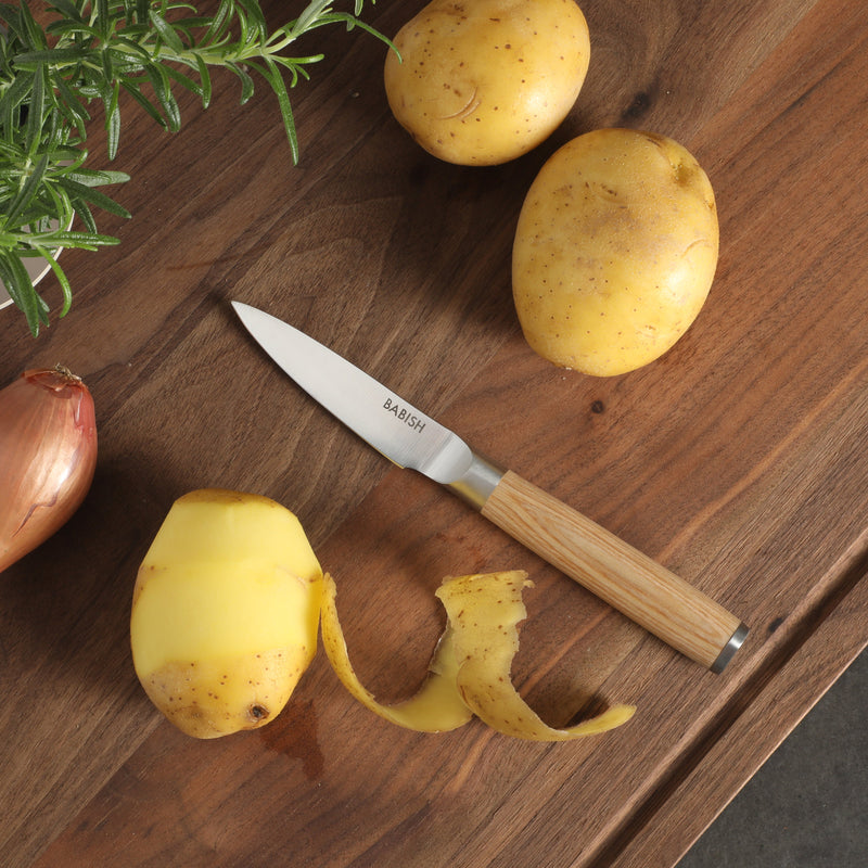 Babish 3.5" German Steel Paring Knife w/ Paka Wood Handle - Gift Box w/ Remailer