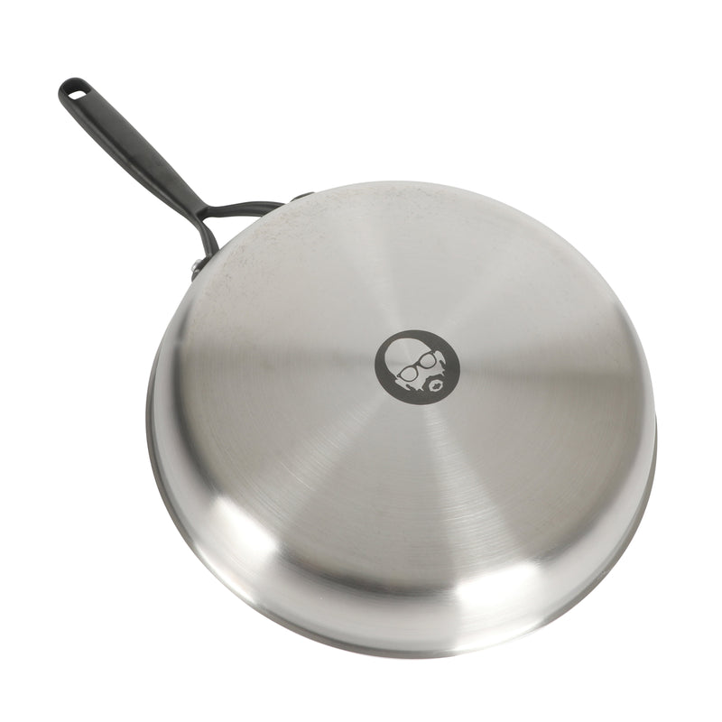 Babish 12" Triply Stainless Steel Frying Pan w/ Stainless Steel Lid & Black PVD Handle - Color Sleeve w/ Remailer