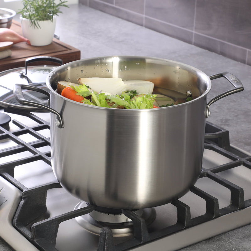 Babish 8qt Triply Stainless Steel Stockpot w/ Glass Lid & Black PVD Handle - Color Sleeve w/ Remailer