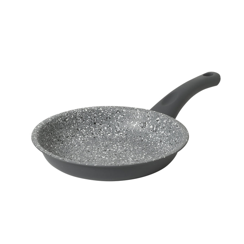 Gibson Home Clipperton 8" Carbon Steel Frying Pan - Grey Speckle Interior - Matte Charcoal Exterior - Soft Touch Handle - Open Stock w/ Color Label