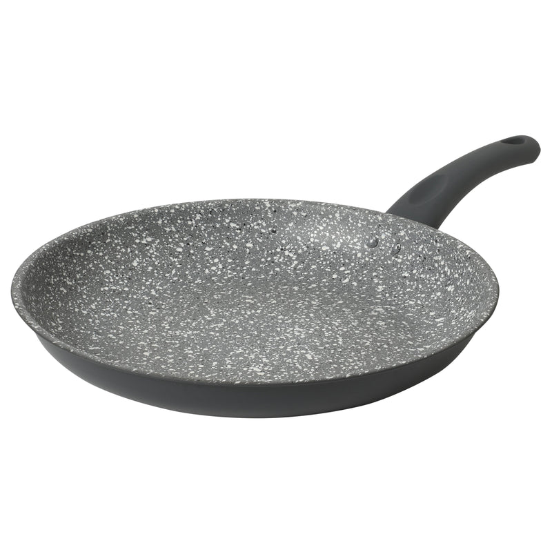 Gibson Home Clipperton 12" Carbon Steel Frying Pan - Grey Speckle Interior - Matte Charcoal Exterior - Soft Touch Handle - Open Stock w/ Color Label
