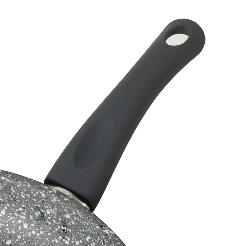 Gibson Home Clipperton 12" Carbon Steel Frying Pan - Grey Speckle Interior - Matte Charcoal Exterior - Soft Touch Handle - Open Stock w/ Color Label