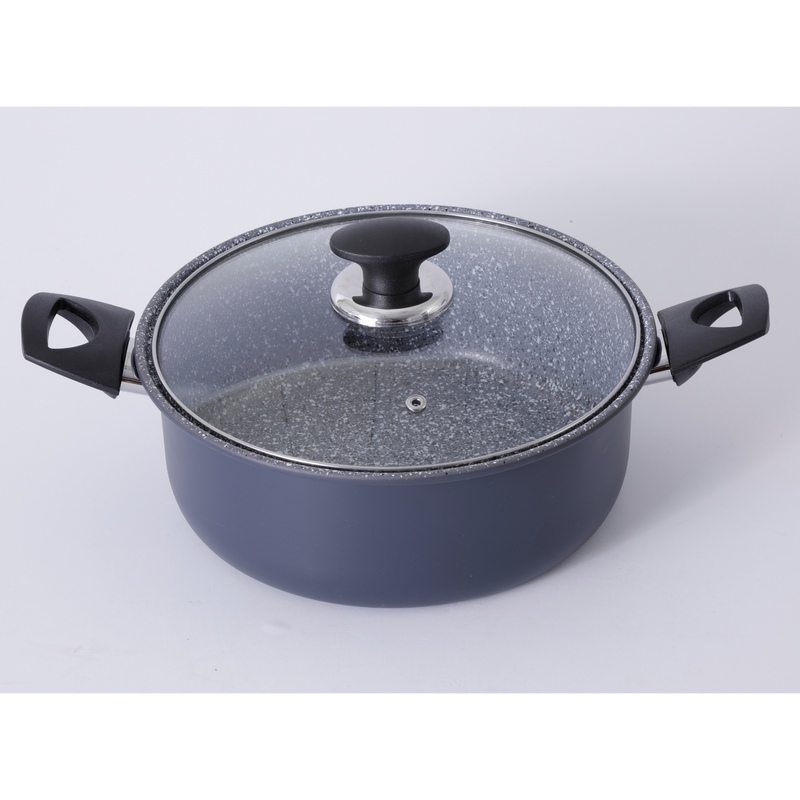 Gibson Home Clipperton 4.4 qt Carbon Steel Dutch Oven w/ Lid - Grey Speckle Interior - Matte Charcoal Exterior - Soft Touch Handle - Open Stock w/ Color Label