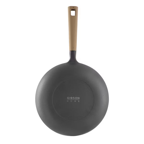 Gibson Home Eaglestone 11" Light Cast Iron Skillet - Circular Rough Polish Int - No Rivets Bakelite Handle - Color Sleeve