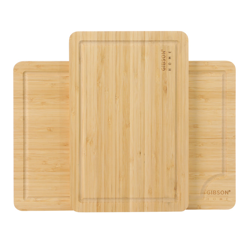 Gibson Home Forestview 2pc 15" x 12" Bamboo Cutting Board Set - Rectangle- Oil Finished - Color Sleeve