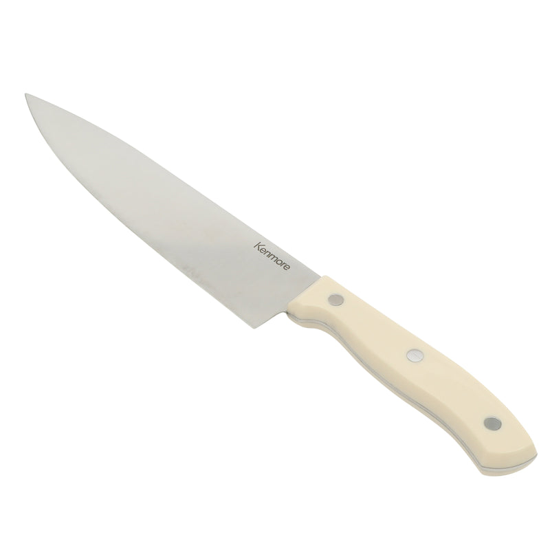 Kenmore Kane Glacier 14pc Stainless Steel Cutlery Set w/ Ashwood Block - ABS Handle - Gift Box w/ Remailer : Linen