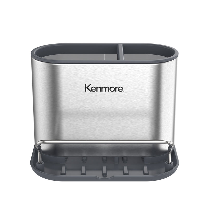 Kenmore Kirkwall Metal Panel Sink Organizer w/ Towel Hanging Rail & PP Tray - Silk Logo Print - Gift Box w/ Remailer