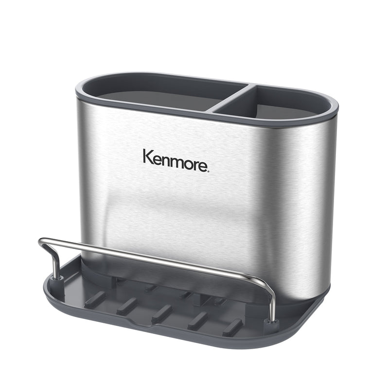 Kenmore Kirkwall Metal Panel Sink Organizer w/ Towel Hanging Rail & PP Tray - Silk Logo Print - Gift Box w/ Remailer