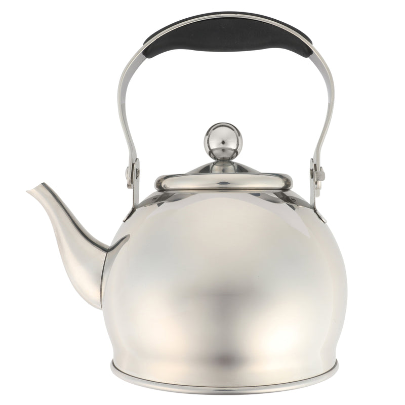 Mr. Coffee Mossvale1.1 qt Stainless Steel Tea Kettle w/ Strainer - Belly Shape - Mirror Polished - Stainless Steel / Silicone Handle - Hang Tag