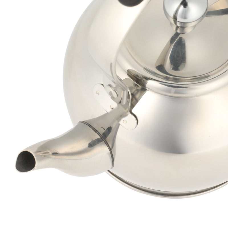 Mr. Coffee Mossvale1.1 qt Stainless Steel Tea Kettle w/ Strainer - Belly Shape - Mirror Polished - Stainless Steel / Silicone Handle - Hang Tag