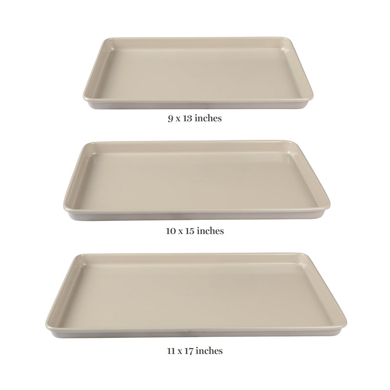 Martha Stewart Gallen 3pc 13", 15" & 17" Carbon Steel Cookie Sheet Set - Color Label w/ Remailer