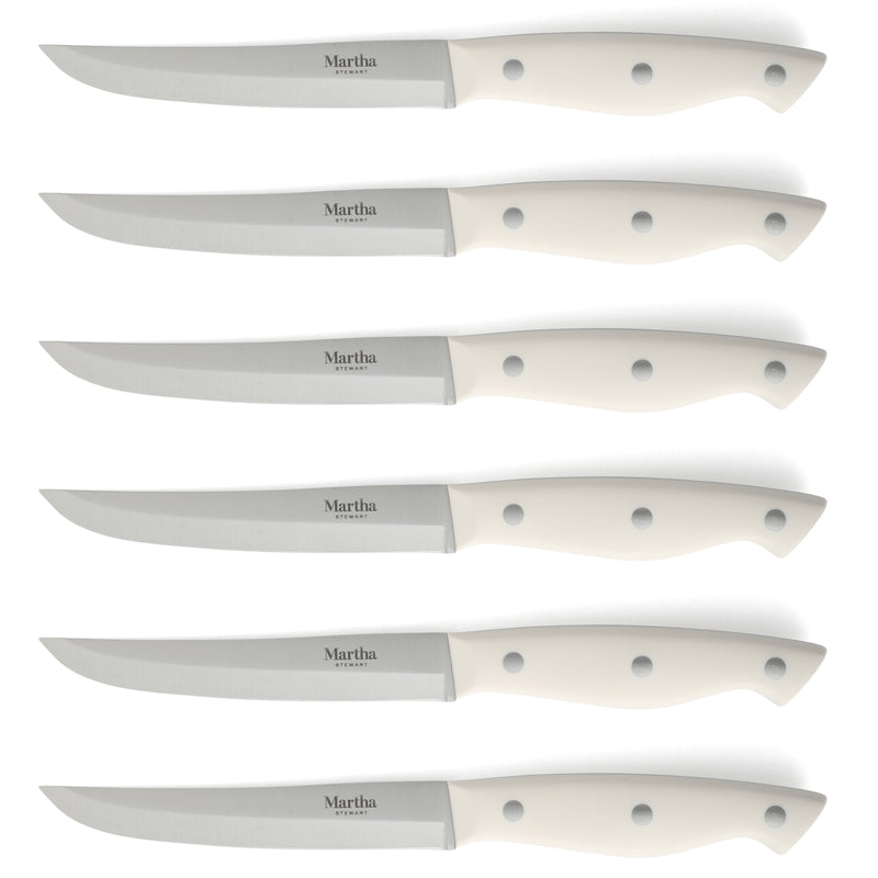 Martha Stewart Greeley 14pc Stainless Steel Cutlery Set w/ Acacia Wood Block - Forged Handle - GBX