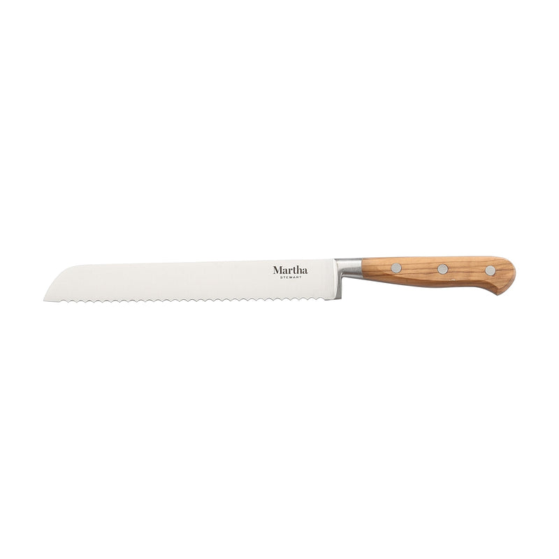 Martha Stewart Austenwood 15 pc Stainless Steel Cutlery Set - German Steel Blade - Olive Wood Handle - GBX w/ Remailer