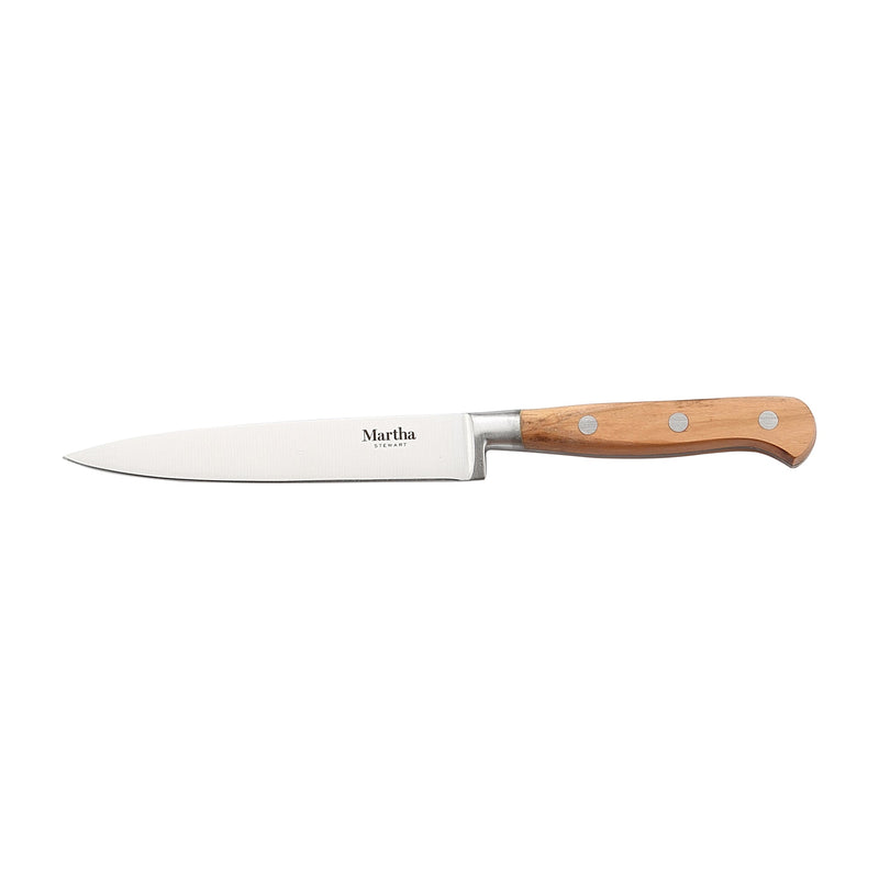 Martha Stewart Austenwood 15 pc Stainless Steel Cutlery Set - German Steel Blade - Olive Wood Handle - GBX w/ Remailer