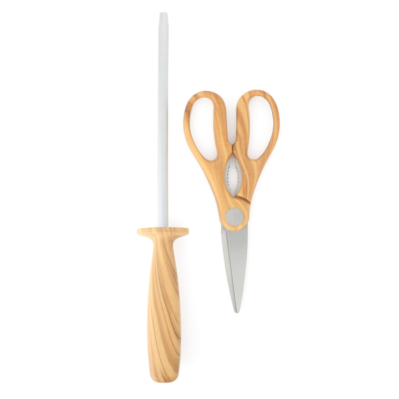 Martha Stewart Austenwood 15 pc Stainless Steel Cutlery Set - German Steel Blade - Olive Wood Handle - GBX w/ Remailer
