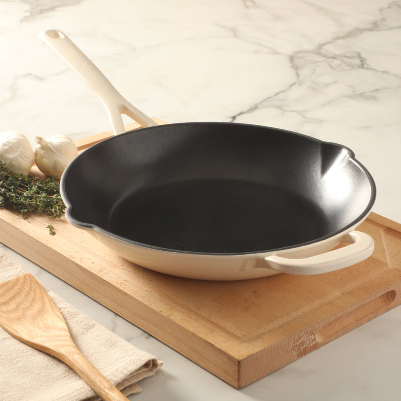 Martha Stewart Gatwick 12" Enameled Cast Iron Skillet - Gray Interior - Round - Color Sleeve w/ RM