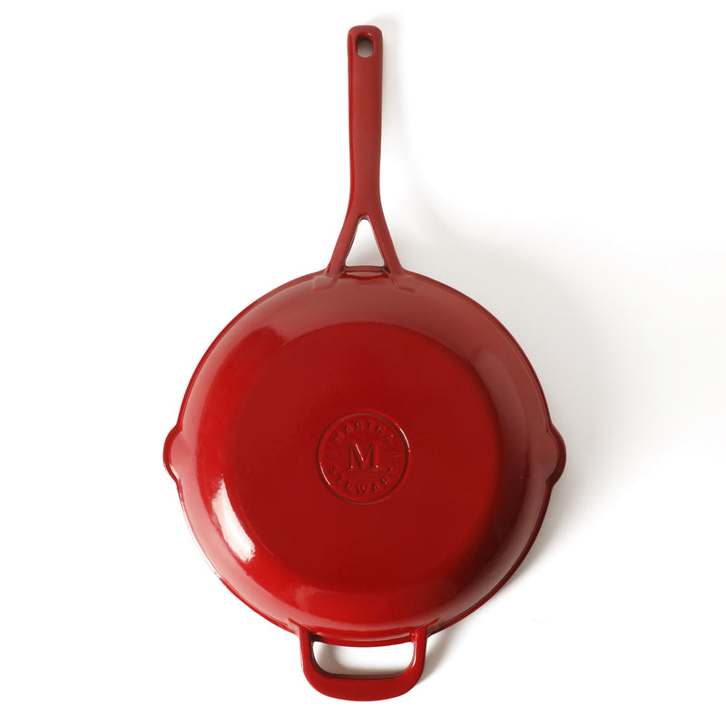 Martha Stewart Gatwick 12" Enameled Cast Iron Skillet - Gray Interior - Round - Color Sleeve w/ RM