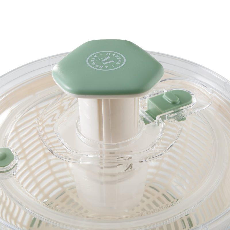 Martha Stewart Gulfwind 6 L / 6.3 qt Salad Spinner - White Color Basket - Blue Round Knob - PS/PP/ABS/TRP - GBX w/ RM