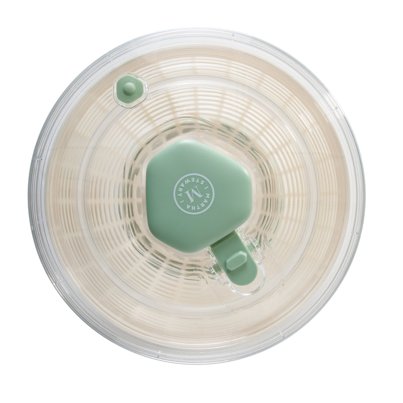Martha Stewart Gulfwind 6 L / 6.3 qt Salad Spinner - White Color Basket - Blue Round Knob - PS/PP/ABS/TRP - GBX w/ RM