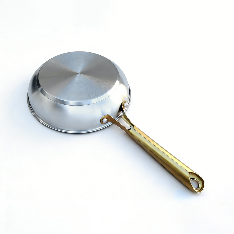 Oster Platinum Sunstreak 10pc Stainless Steel Cookware Set w/ Glass Strainer Lid - Gold PVD Handle - Gift Box w/ Remailer