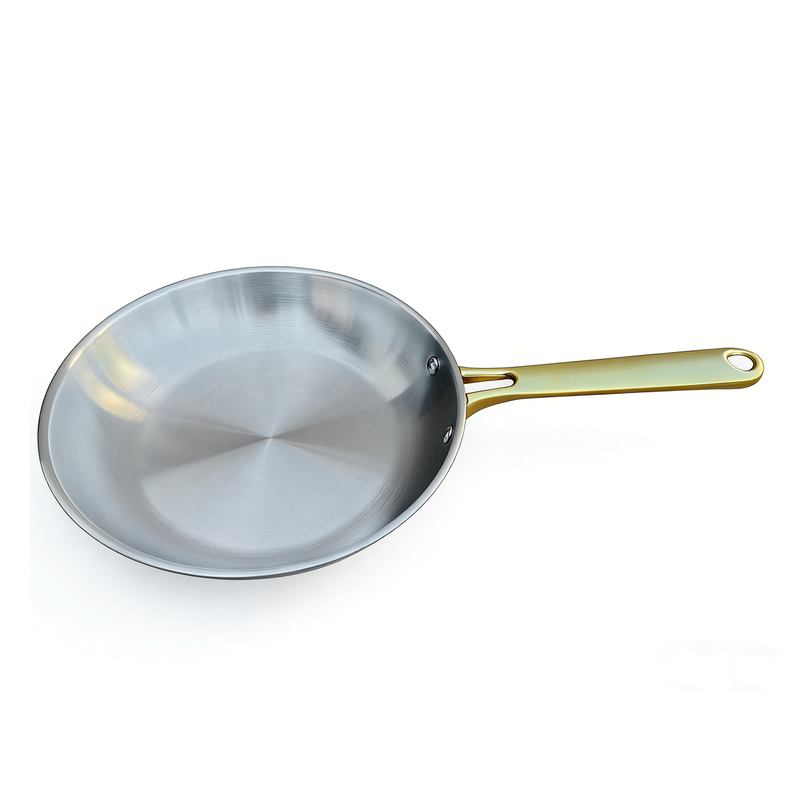 Oster Platinum Sunstreak 10pc Stainless Steel Cookware Set w/ Glass Strainer Lid - Gold PVD Handle - Gift Box w/ Remailer
