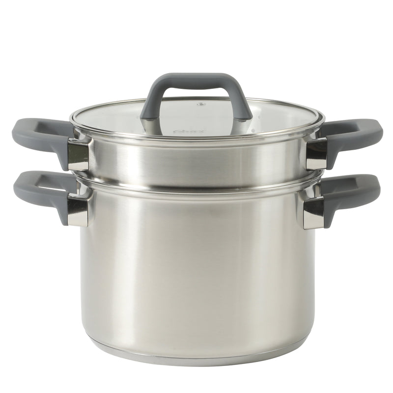 Oster Beauford 5qt Stainless Steel Stock Pot w/ Steamer & Deep Pasta Insert - Soft Touch Handle - Gift Box